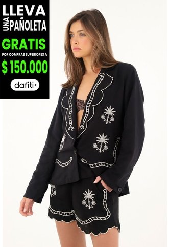 Tennis Blazer Negro Con Bordados Para Mujer Tennis