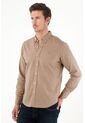Camisa De Silueta Clásica Con Raqueta Bordada Café Para Hombre de Tennis