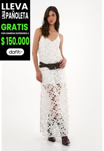 Tennis Vestido Largo Tejido Con Aberturas Crudo Para Mujer Tennis