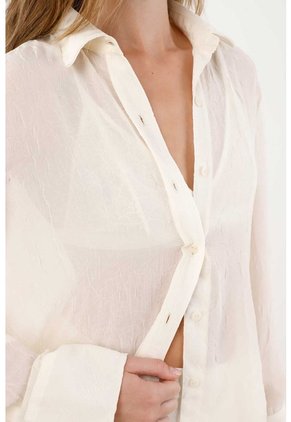 Tennis Camisa Manga Larga Con Transparencia Crudo Para Mujer