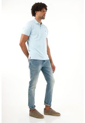 Tennis Polo Azul Con Raqueta Bordada Para Hombre