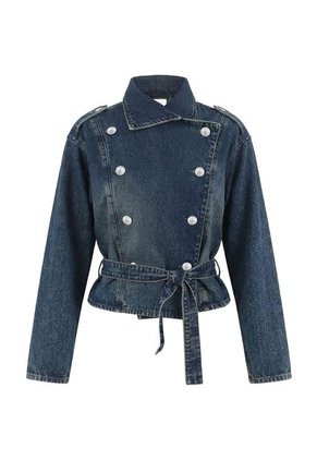 Tennis Abrigo Fit Relajado Con Botones Dobles Azul Para Mujer