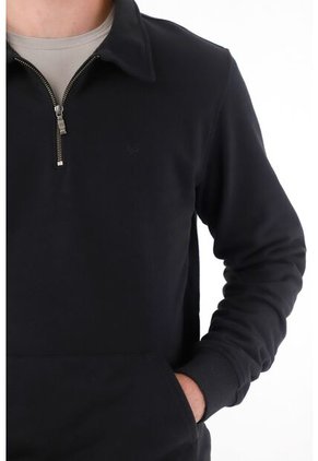 Tennis Buzo Tipo Polo Con Bolsillo Canguro Negro Para Hombre