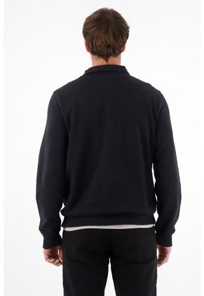 Tennis Buzo Tipo Polo Con Bolsillo Canguro Negro Para Hombre