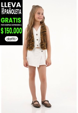 Chaleco De Tela Afelpada Animal Print Para Niña Tennis