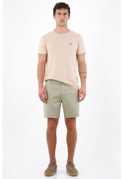 Tennis Bermuda Regular Fit Con Frente Limpio Y Bolsillos Diagonales En Algodón Verde Oliva Para Hombre
