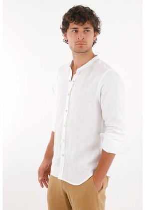 Tennis Camisa En 100% Lino Blanca Para Hombre