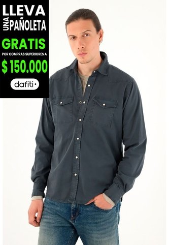 Tennis Camisa Azul Manga Larga Para Hombre Tennis