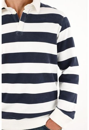 Tennis Buzo Tipo Polo Azul Estampado A Rayas Para Hombre