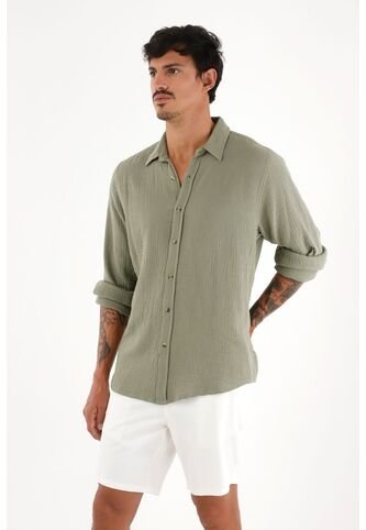 Camisa Verde Manga Larga Para Hombre Tennis
