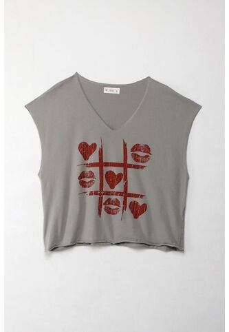 Tennis Camiseta Boxy Fit Manga Sisa Gris Para Mujer Tennis