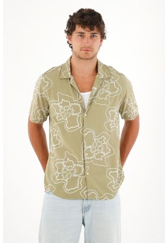 Tennis Camisa Tipo Bowling Estampada Con Textura Ligera Para Hombre Tennis