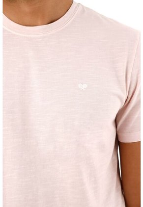 Camiseta Manga Corta Rosada Para Hombre