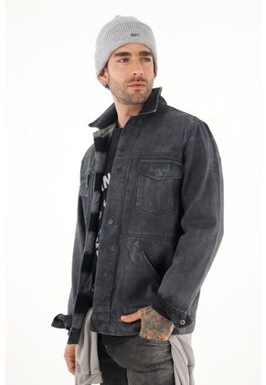 Tennis Chaqueta Tipo Trucker Efecto Cuero Para Hombre