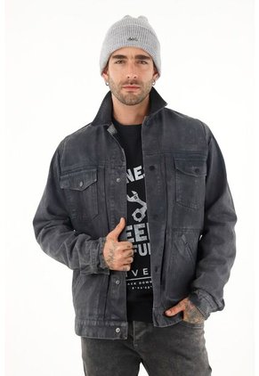 Tennis Chaqueta Tipo Trucker Efecto Cuero Para Hombre