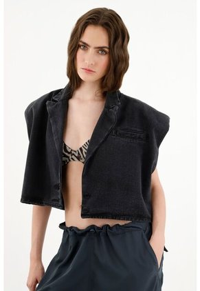 Tennis Chaleco Negro Tipo Blazer Para Mujer