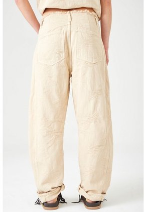 Tennis Pantalón Relaxed Con Textura En Relieve De Algodón Beige Para Mujer