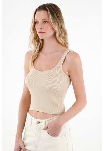 Tennis Camiseta Tejida Café Para Mujer Tennis