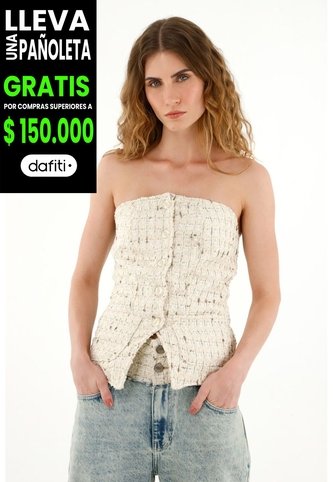 Tennis Chaleco Strapless En Tweed Para Mujer Tennis