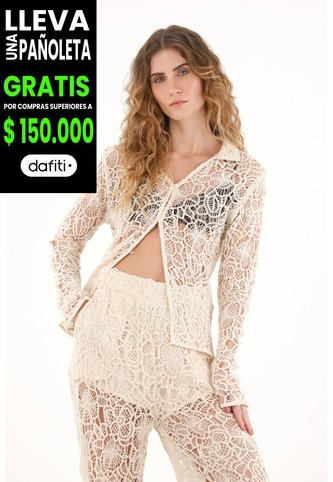 Camisa Manga Larga En Tela Tejida Crudo Para Mujer Tennis