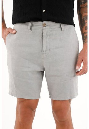 Tennis Bermuda Chino En 100% Lino Gris Para Hombre