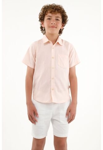 Camisa Rosada De Botones Para Niño Tennis