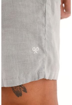 Tennis Bermuda Chino En 100% Lino Gris Para Hombre