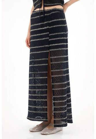 Tennis Falda Larga Tejida Con Diseño A Rayas Para Mujer Tennis