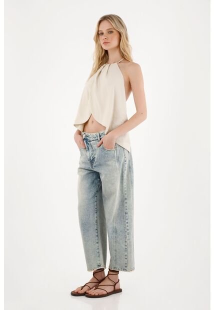 Tennis Jean Horseshoe Tiro Bajo Con Jota Asimétrica Azul Para Mujer