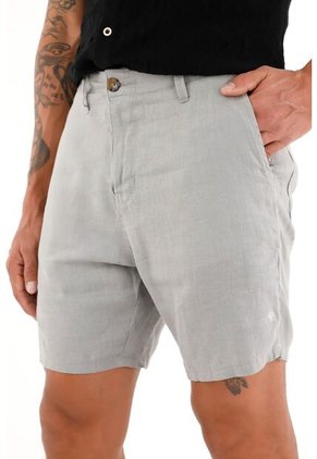 Tennis Bermuda Chino En 100% Lino Gris Para Hombre