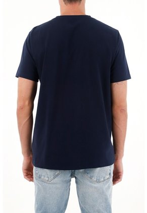 Camiseta Cuello Redondo Azul Para Hombre