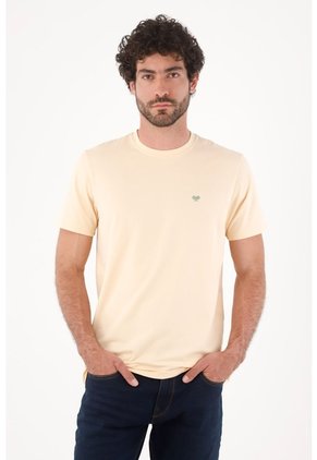 Tennis Camiseta Para Hombre De Algodón Amarillo Regular Con Mini Raquetas En El Pecho