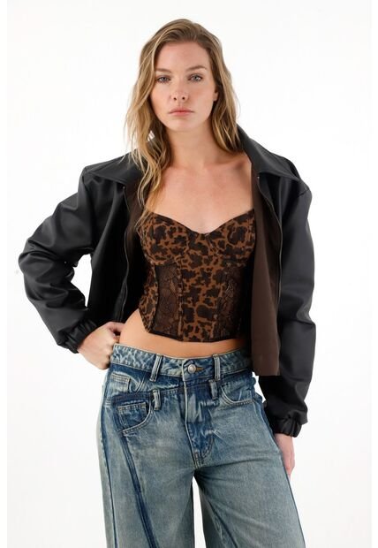 Tennis Corsé Con Estampado Animal Print Y Encaje Para Mujer