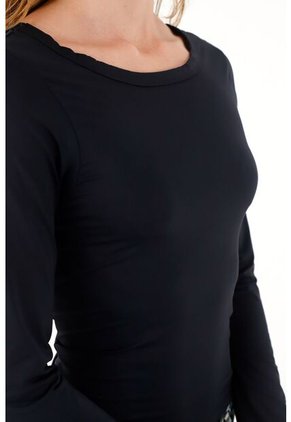 Tennis Camiseta Negra Manga Larga Para Mujer