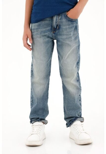 Jean Recto Tono Medio Con Realce En Las Costuras Para Niño