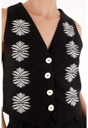 Tennis Chaleco Tipo Sastre Negro Para Mujer