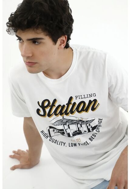Camiseta Blanca Estampada Para Hombre