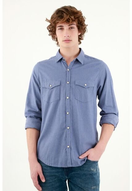 Tennis Camisa Manga Larga Azul Para Hombre