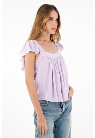 Tennis Camisa Morada De Escote Recto En Chalis Para Mujer Tennis