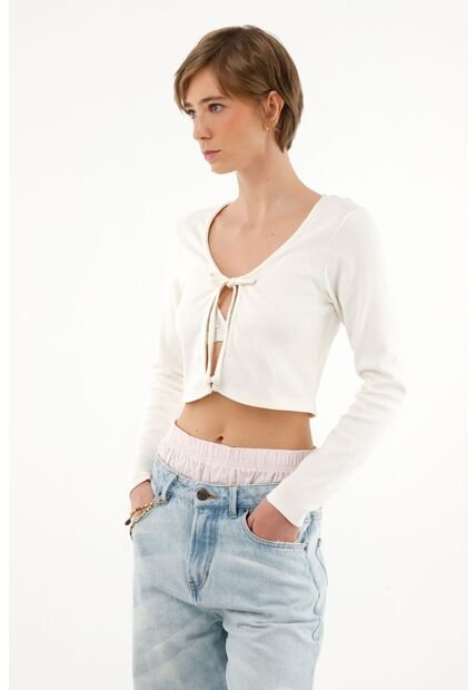 Tennis Camiseta Crudo Abierta Con Tiras Para Anudar Para Mujer