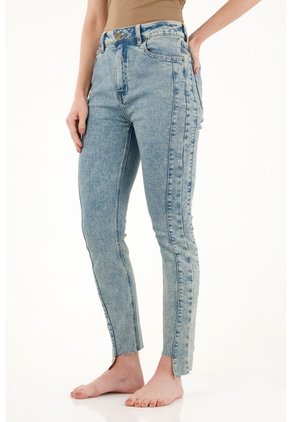 Tennis Jean Super Slim Tiro Medio Azul Para Mujer