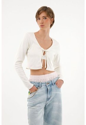 Tennis Camiseta Crudo Abierta Con Tiras Para Anudar Para Mujer