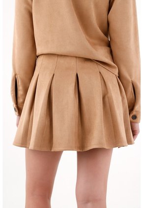 Tennis Falda Corta En Tela Suede Café Para Mujer