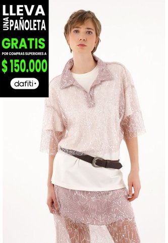 Tennis Camisa Morada Con Transparencia Y Lentejuelas Para Mujer Tennis