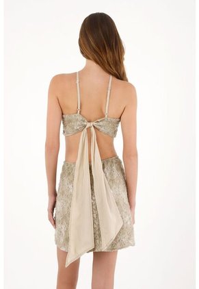 Tennis Vestido Corto Con Detalles De Brillo Verde Para Mujer