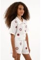 Camisa Con Bordado De Flores Para Niña de Tennis