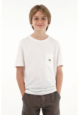 Camiseta Blanca Con Bordado Y Bolsillo Para Niño Tennis