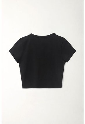Tennis Camiseta Crop Con Cuello En V Negra Para Mujer
