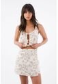 Tennis Falda Corta Para Mujer En  Marfil Fit Evasé Con Calado Floral de Tennis