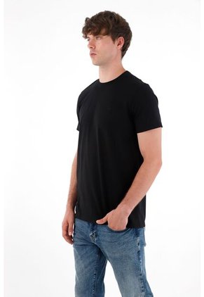 Tennis Camiseta Manga Corta En 100% Algodón Negra Para Hombre